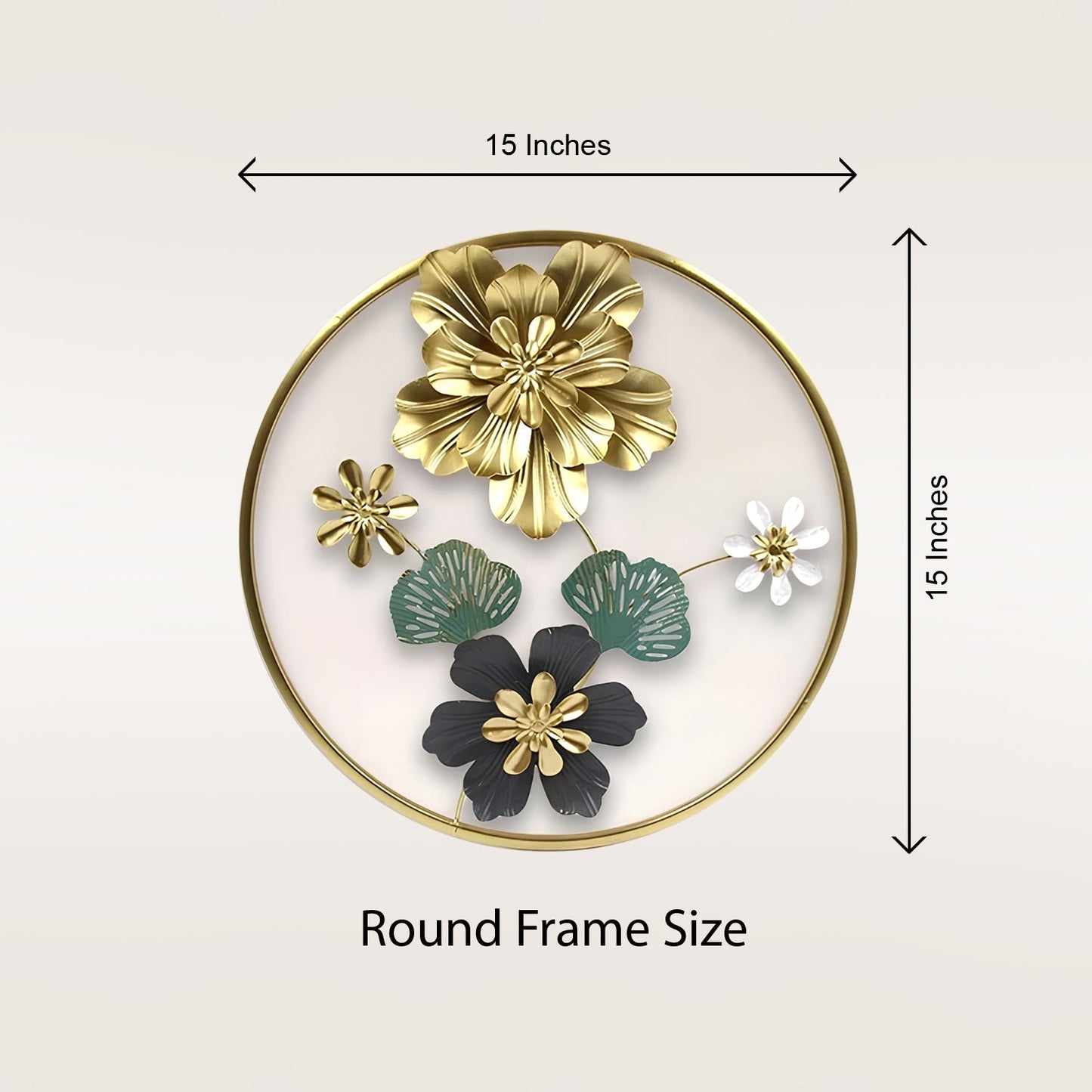 Round 3D Metal Flower Frame Wall Art - Decorative Frame for Home & Office in Multiple Sizes
