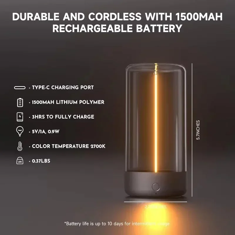 Durable and Cordless LED Lamp with Flexible Magnetic String1500mAh Rechargeable Battery (Small Size)