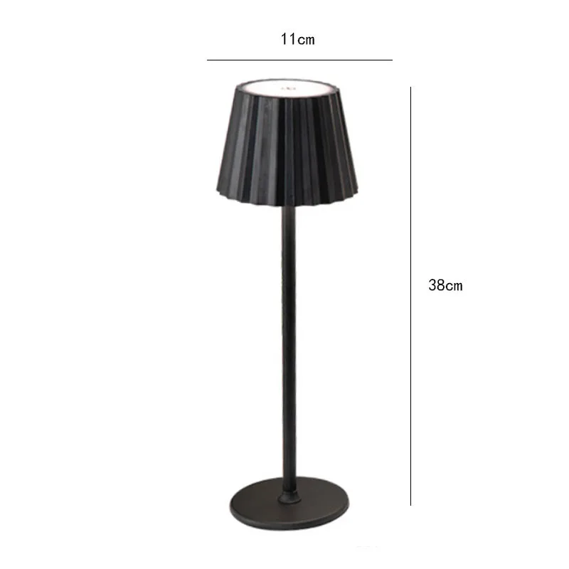 Rechargeable LED Touch Table Lamp with Pleated Lampshade – Ideal for bedrooms, living rooms, offices, or cafés