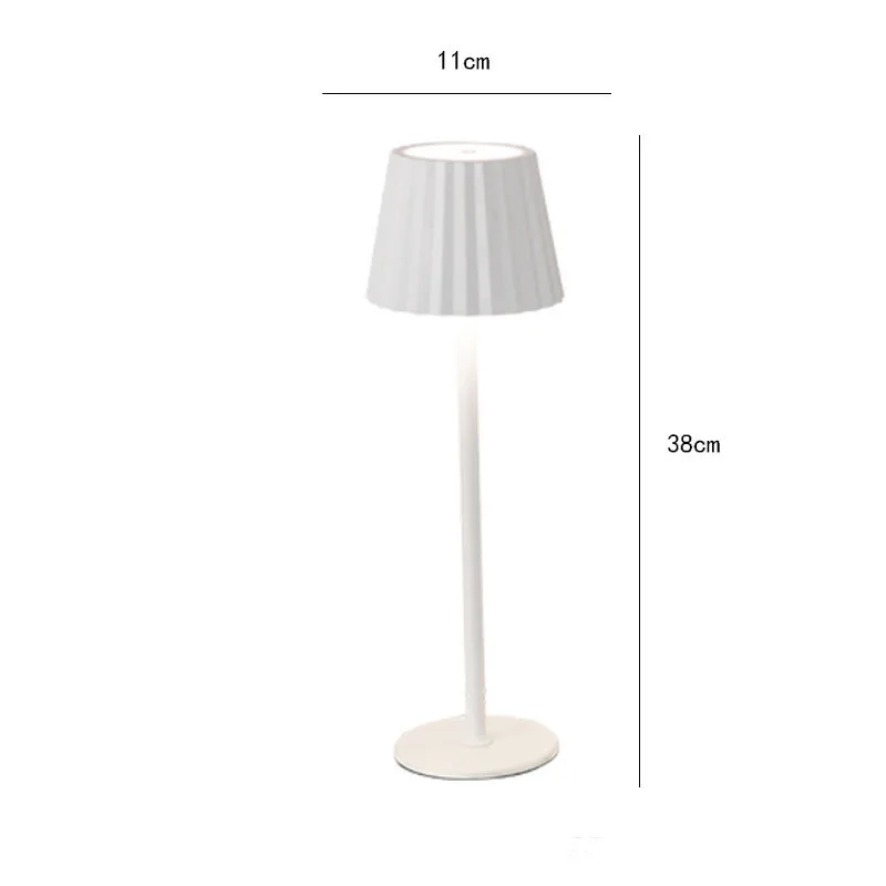 Rechargeable LED Touch Table Lamp with Pleated Lampshade – Ideal for bedrooms, living rooms, offices, or cafés