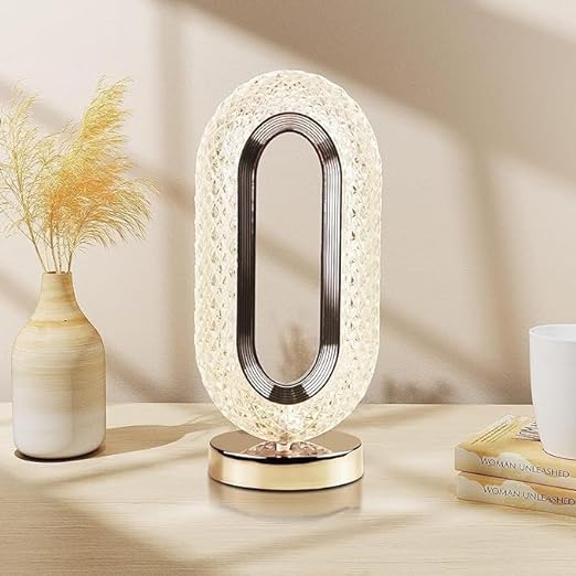 Touch Sensor Oval Crystal LED Table Lamp | Modern Decorative Night Light