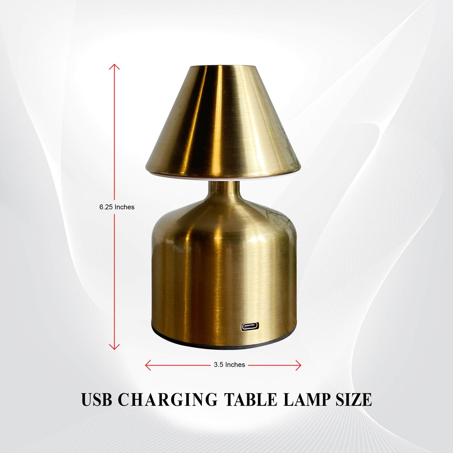 Retro Truncated LED Metal Lamp – Dimmable, 3 Light Modes, USB-C Charging, Touch Control, Battery Operated