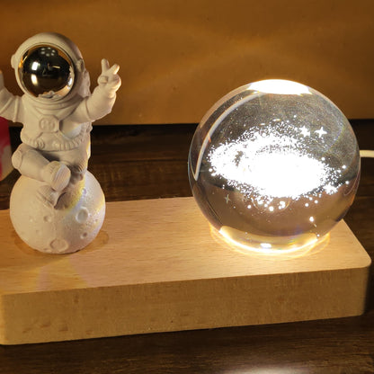 Astronaut Moon Lamp with Crystal Globe – Unique Decorative Night Light