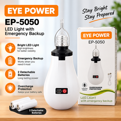 AC/DC Rechargeable LED 12W White Light Bulb with Emergency Backup