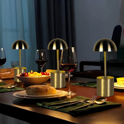 Rechargeable Retro-Style Mushroom Longneck Metal Touch Lamps