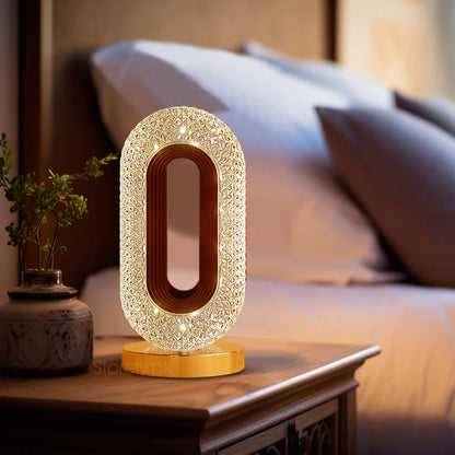 Touch Sensor Oval Crystal LED Table Lamp | Modern Decorative Night Light