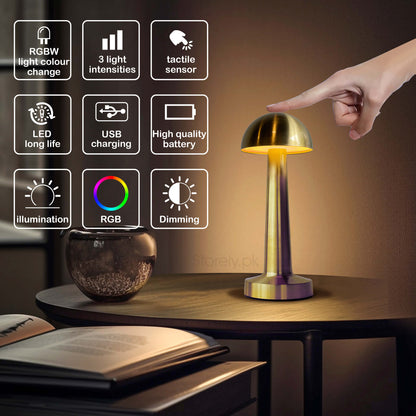 Rechargeable Retro-Style Mushroom Metal Touch Lamps