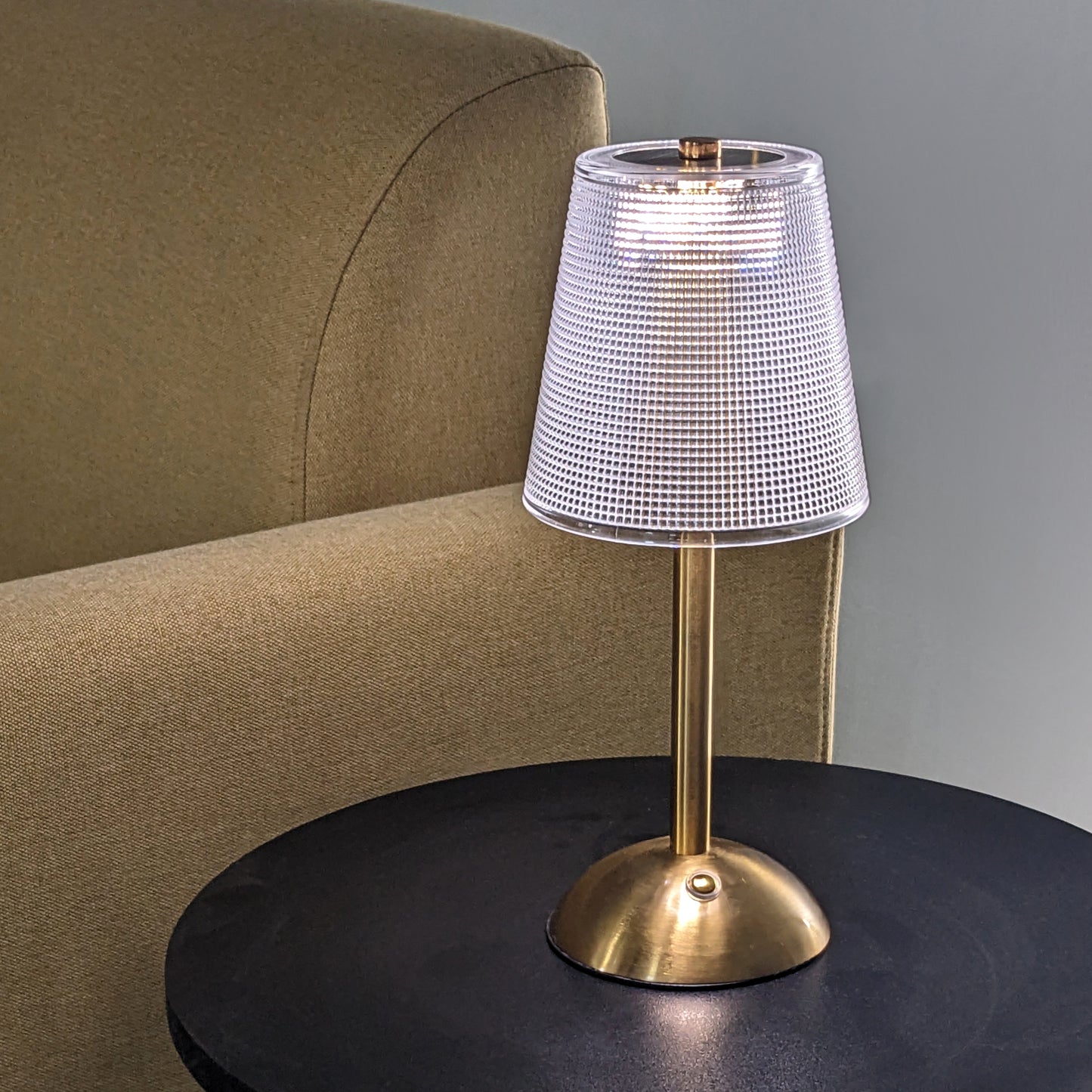 Modern Touch-Control Table Lamp with Gold Base and Textured Acrylic Shade