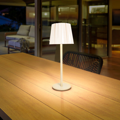 Rechargeable LED Touch Table Lamp with Pleated Lampshade – Ideal for bedrooms, living rooms, offices, or cafés