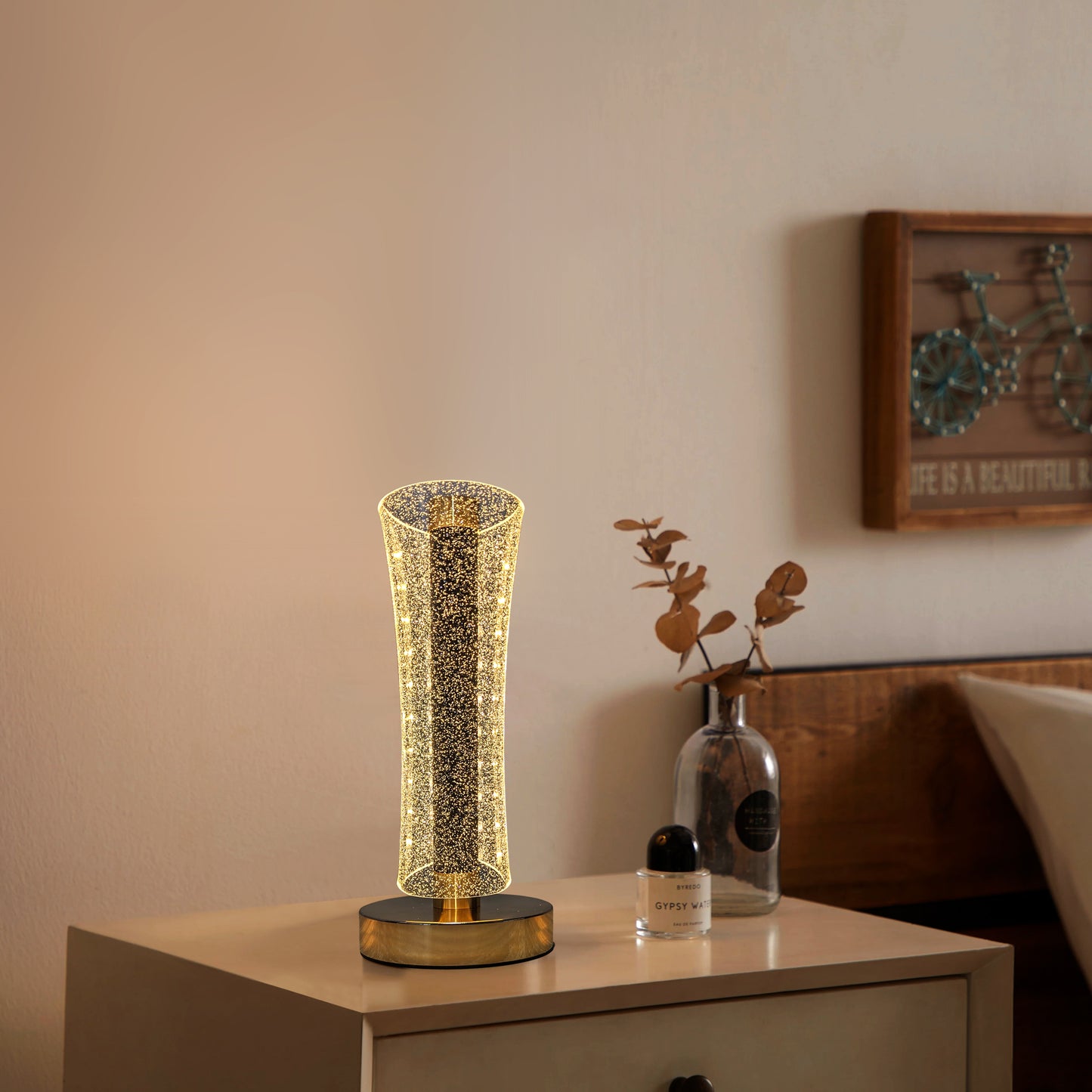 Modern LED Crystal Table Lamp with USB Charging Support- Elegant & Energy-Efficient Design