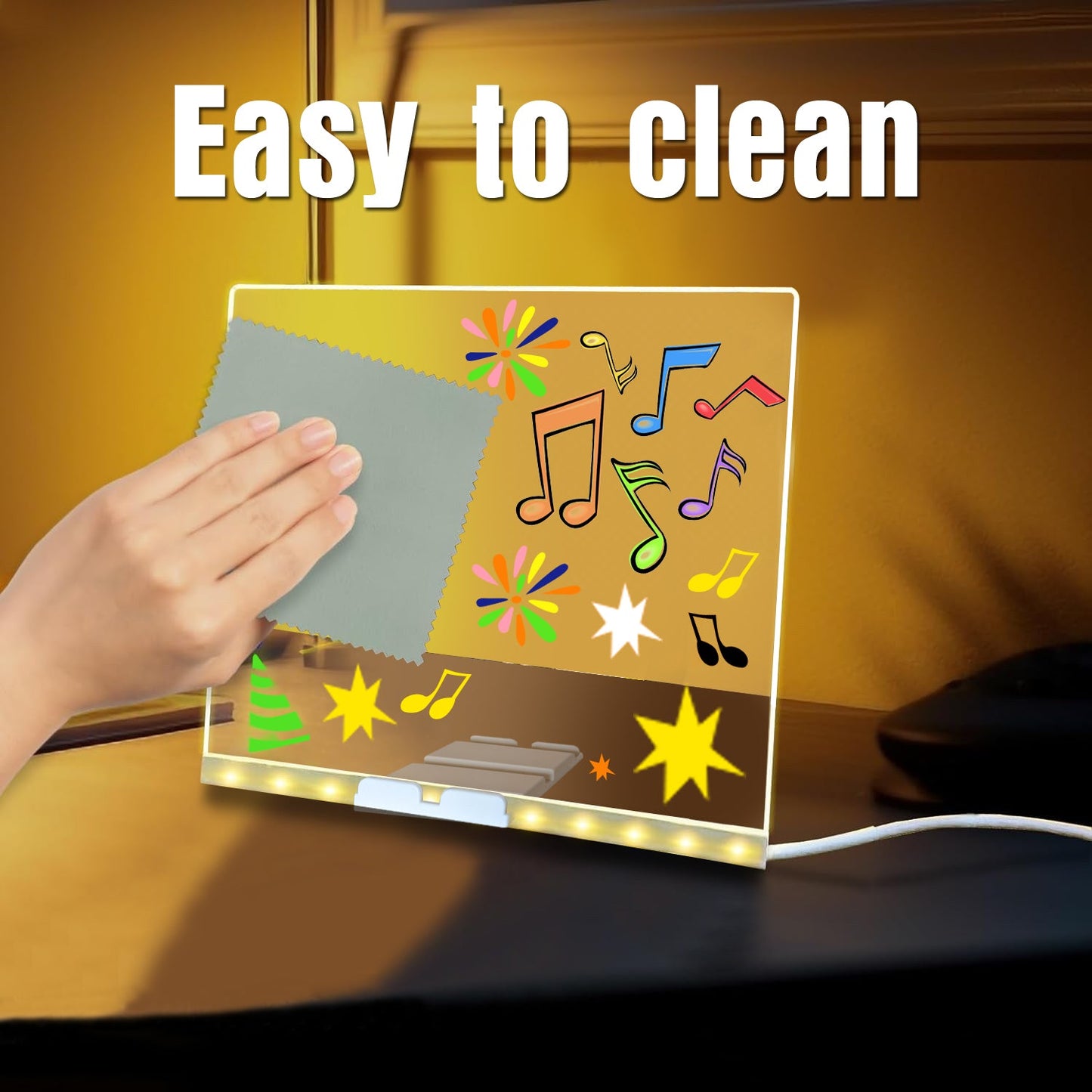LED Light-Up Writing Board with Markers – Colorful DIY Acrylic Writing Pad with Stand & Erasable Pens for Kids