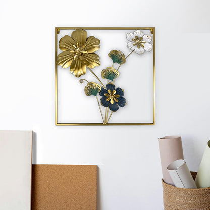 Square 3D Metal Flower Frame Wall Art - Decorative Frame for Home & Office in Multiple Sizes