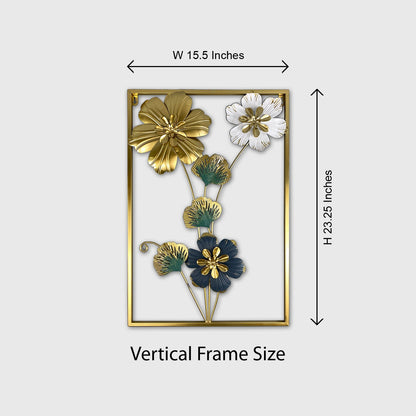 Rectangle 3D Metal Flower Frame Wall Art - Decorative Frame for Home & Office