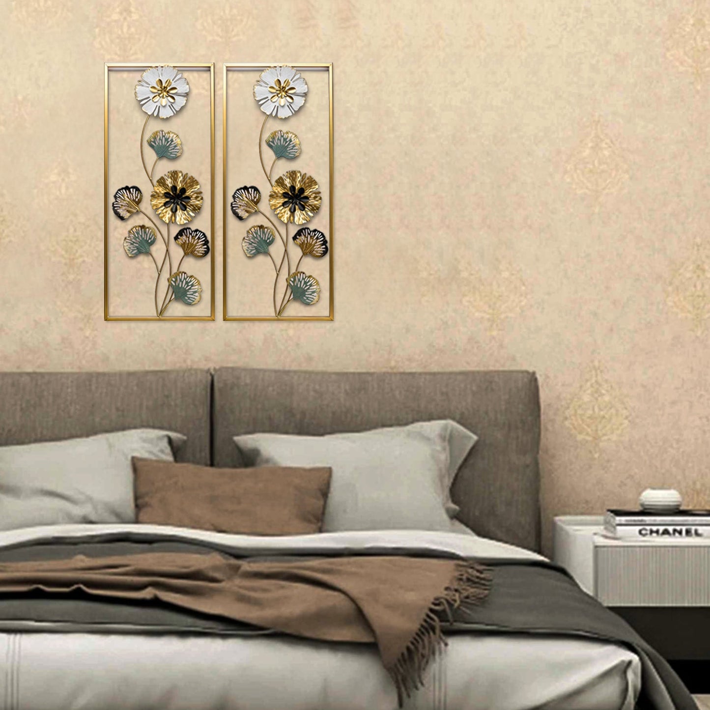 Rectangle 3D Metal Flower Frame Wall Art - Decorative Frame for Home & Office