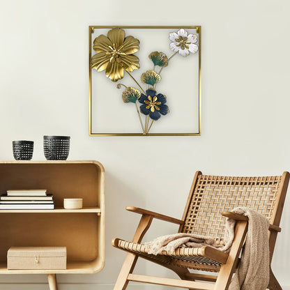 Square 3D Metal Flower Frame Wall Art - Decorative Frame for Home & Office in Multiple Sizes