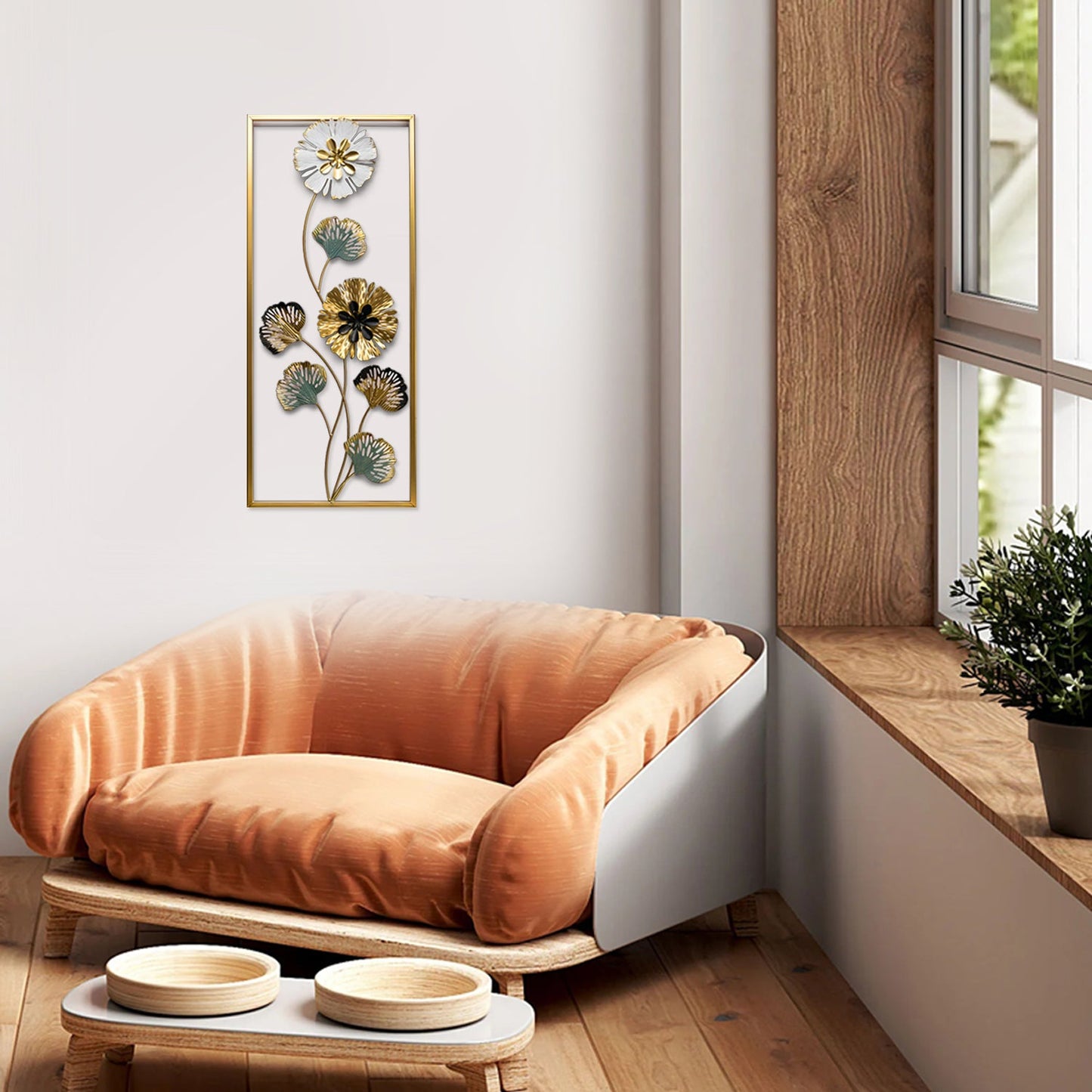 Rectangle 3D Metal Flower Frame Wall Art - Decorative Frame for Home & Office