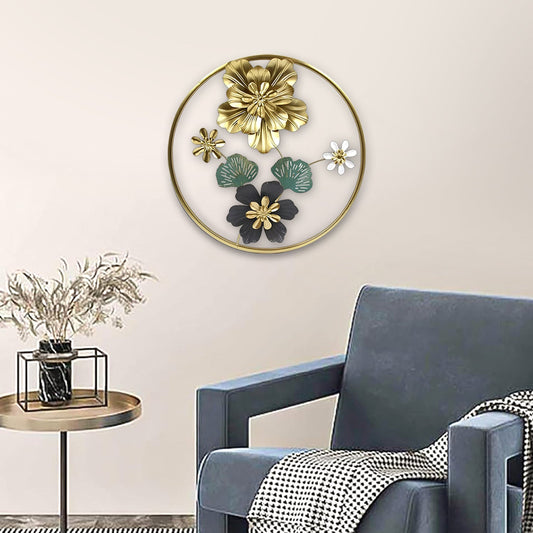 Round 3D Metal Flower Frame Wall Art - Decorative Frame for Home & Office in Multiple Sizes