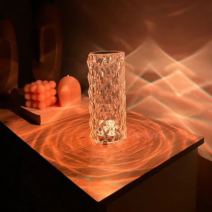 Rose Crystal Lamp – Stunning 16-Color LED with Remote & Touch Control