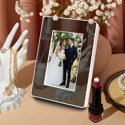 LED Photo Frame & Mirror Combination Elegant Light-Up Display for Photos & Reflection Perfect for Home Decor, Weddings, and Gifts (Square Shape)