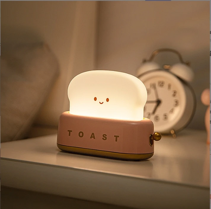 Cute Toast Night Light – Dimmable LED Bedside Lamp