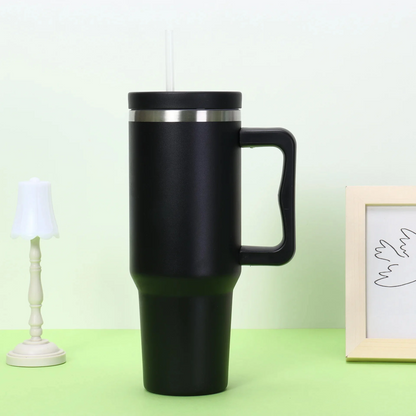 40oz Stainless Steel Tumbler with Straw & Cap