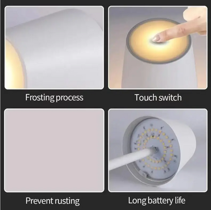 Rechargeable LED Touch Table Lamp with Pleated Lampshade – Ideal for bedrooms, living rooms, offices, or cafés