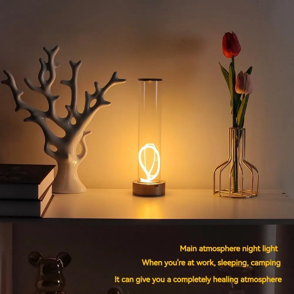 Minimalist LED Glass Tube Lamp with Unique Glow Pattern