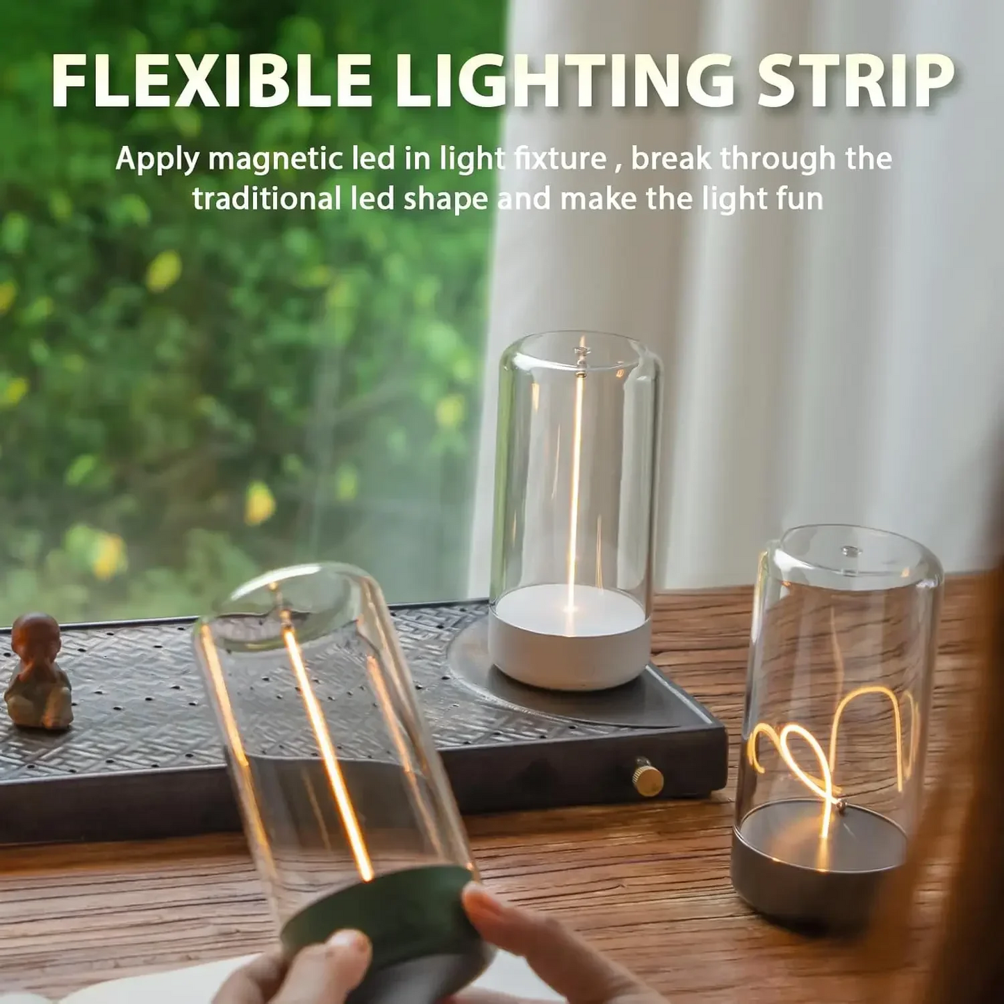 Durable and Cordless LED Lamp with Flexible Magnetic String1500mAh Rechargeable Battery (Small Size)