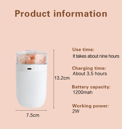 Rechargeable Himalayan Salt Rock Humidifier – USB Rechargeable, Soothing Ambience & Long Battery Life