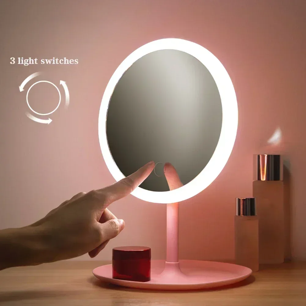 LED Makeup Mirror with Storage Tray – HD Mirror with Light & Organizer