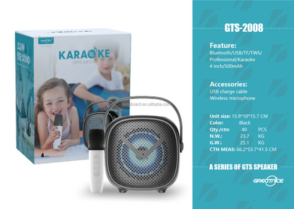 GTS Karaoke Speaker with Bluetooth, USB, and Wireless Microphone