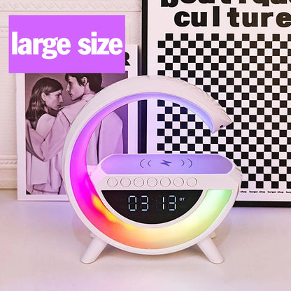 BT-3401 LED Light Bluetooth Speaker and Wireless Mobile Charging Dock (15 Watt) with Digital Alarm Clock (Large Size)