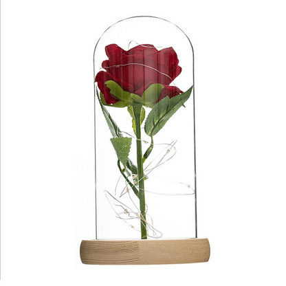 Rose Flower With LED in Acrylic Dome with Plastic Base Powered By (3 AAA Batteries) Perfect Gift For Loved Once