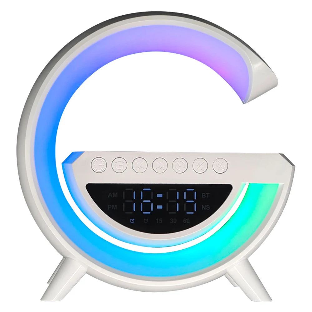 BT-3401 LED Light Bluetooth Speaker and Wireless Mobile Charging Dock (15 Watt) with Digital Alarm Clock (Large Size)