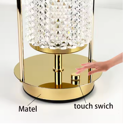 Rechargeable Vintage LED Crystal Lantern Table Lamp with Metal Handle - Ambient Lighting for Home & Office