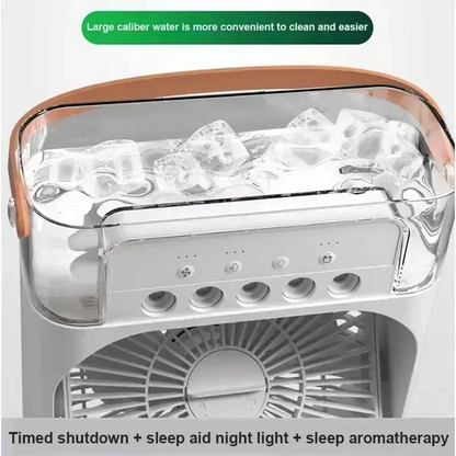 Portable Mini Rechargeable Air Cooler Fan with Mist – Ultra-Quiet Cooling Fan with Water Tank & Night Mode