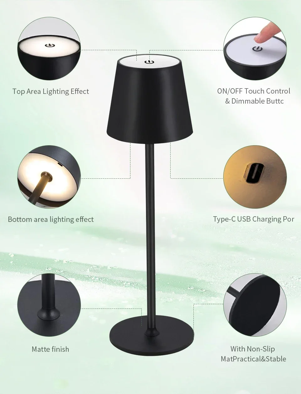 Rechargeable LED Touch Table Lamp with Pleated Lampshade – Ideal for bedrooms, living rooms, offices, or cafés