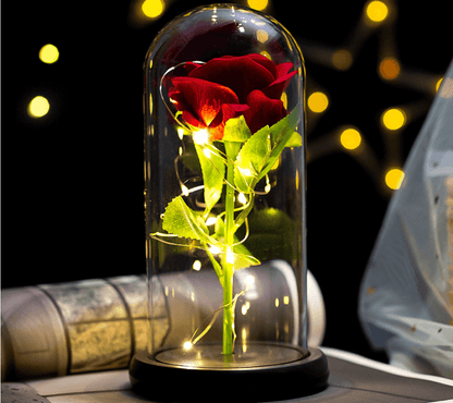 Rose Flower With LED in Acrylic Dome with Plastic Base Powered By (3 AAA Batteries) Perfect Gift For Loved Once