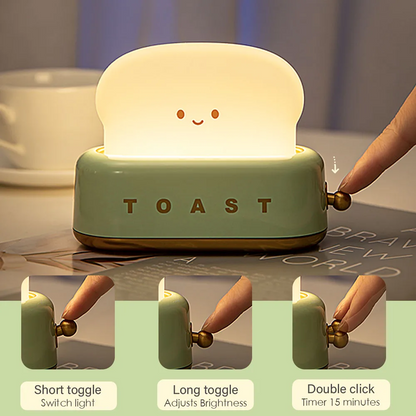 Cute Toast Night Light – Dimmable LED Bedside Lamp