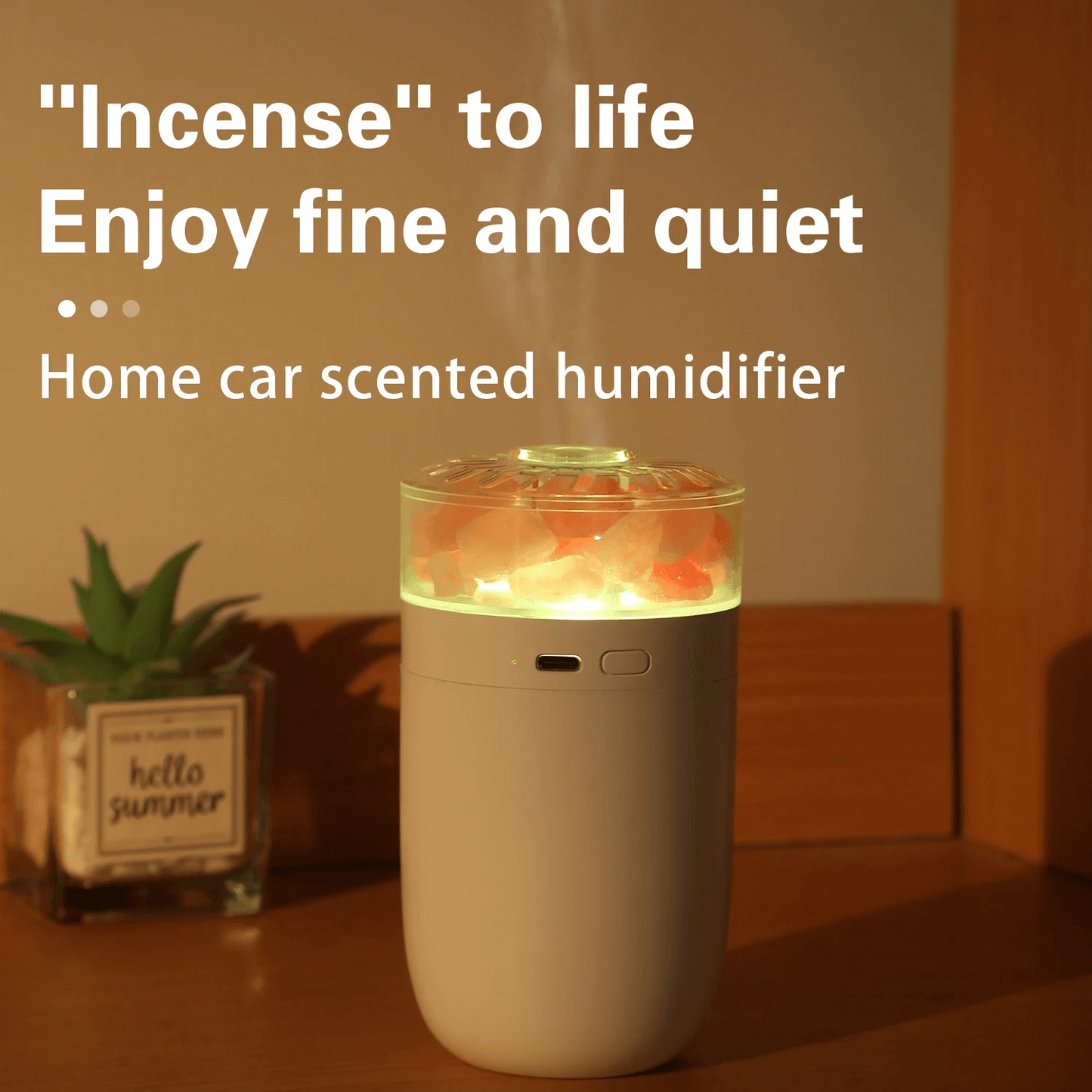 Rechargeable Himalayan Salt Rock Humidifier – USB Rechargeable, Soothing Ambience & Long Battery Life
