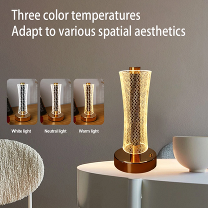 Modern LED Crystal Table Lamp with USB Charging Support- Elegant & Energy-Efficient Design