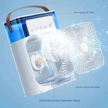 Portable Mini Rechargeable Air Cooler Fan with Mist – Ultra-Quiet Cooling Fan with Water Tank & Night Mode