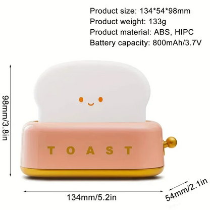 Cute Toast Night Light – Dimmable LED Bedside Lamp