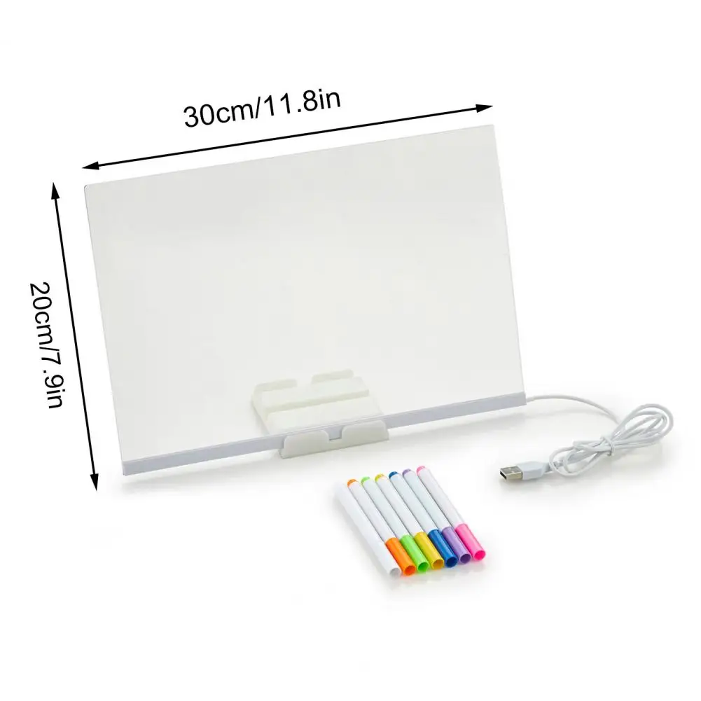 LED Light-Up Writing Board with Markers – Colorful DIY Acrylic Writing Pad with Stand & Erasable Pens for Kids